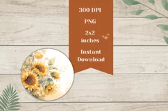 Floral Earrings Template, Watercolor Sunflower Earrings Product Image 2