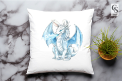 Watercolor Blue Ice Dragon Clipart Sublimation PNG Product Image 2