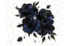 Gothic Floral PNG, Dark Aesthetic Flowers Clipart Print Product Image 2