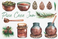 Pine cone jam watercolor clipart Product Image 2