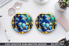 Snowman Car Coaster Sublimation|Christmas Coaster PNG Design Product Image 1