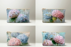 Hydrangea Cosmetic Bag, Vintage Flowers Cosmetic Bag Print Product Image 2