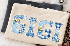 Mama Blue Patchwork Floral PNG Bundle,mama png Design Product Image 2