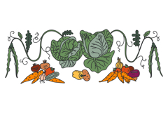 Botanical decorative different vegetables horizontal border Product Image 1