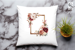 Watercolor Floral Wooden Frame Clipart Sublimation PNG Product Image 2