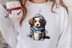 Christmas Dog And Coffee Clipart, Christmas Clipart Product Image 2