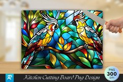 Cockatoo Stained Glass Cutting Board Sublimation Design Product Image 1