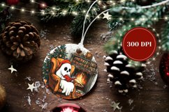 Christmas Fireplace Round Ornament, Funny Christmas Design Product Image 2