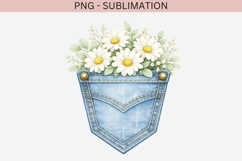 Denim pocket flowers png design for T-shirts Product Image 2