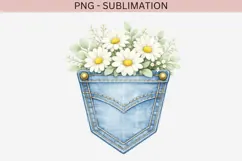 Denim pocket flowers png design for T-shirts Product Image 2