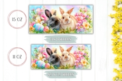 Watercolor Floral Easter Mug, Easter Bunnies Mug Wrap Design Product Image 2
