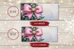 Watercolor Christmas Mug, Pink Christmas Ribbon Mug Design Product Image 2