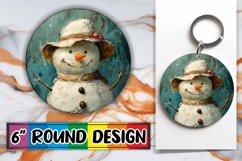 Snowman Round Design Keychain Cute Christmas Product Image 1