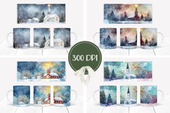 Christmas Village Mug Design, Christmas Church Mug Template Product Image 2