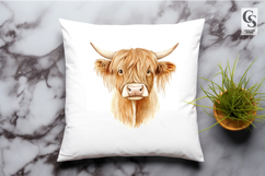 Highland Cow Watercolor Clipart Sublimation PNG Product Image 3