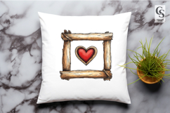 Rustic Wooden Frame Heart Illustration Clipart png Product Image 3