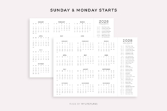 2028 Year Calendar with Holidays, Landscape, Printable Product Image 2