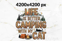 Camping with my Cat PNG, Vintage Retro Camper Sublimation Product Image 2