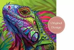 Colorful Iguana Tumbler Wrap, Tropical Tumbler Template Product Image 2