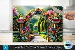 Floral Gate Background Cutting Board Sublimation Design Product Image 1