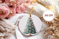 Christmas Pink Bows Ornament, Winter Ornament Template Product Image 2