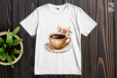 Watercolor Coffee Cup with Flowers Vintage Mug Clipart Product Image 2