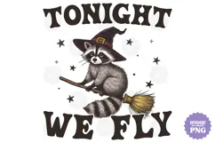 Vintage Funny Sarcastic Feral Witch Raccoon Halloween PNG Product Image 1