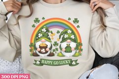 Happy Go Lucky PNG, St Patricks Day Gnome Sublimation PNG Product Image 1