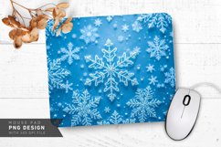 Intricate Snowflake Patterns on Frosty Blue Mouse Pad PNG Product Image 1