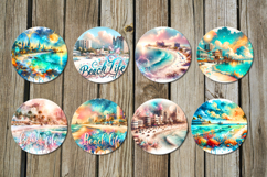 Bright Beach Life | 8 Sublimation round earring designs Product Image 2