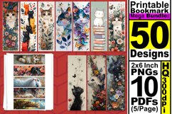 50x Cat Sublimation Bookmark Bundle PNG, Kitty, Cat Lover Product Image 4