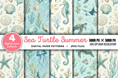 Sea Turtle Summer Seamless Pattern JPG Product Image 1