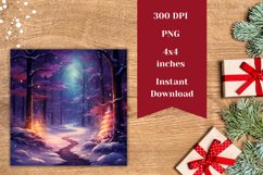 Christmas Coaster Designs, Night Forest Coffee Mug Coaster Product Image 2
