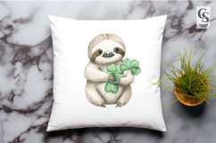 Cute Sloth Four Leaf Clover Clipart Sublimation PNG Product Image 2