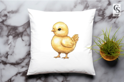 Cute Yellow Chick Watercolor Farm Clipart Sublimation PNG Product Image 2