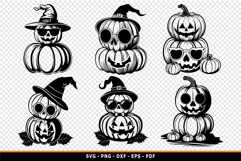 Pumpkin Faces SVG, Funny Scary Halloween Pumpkin Faces SVG Product Image 2