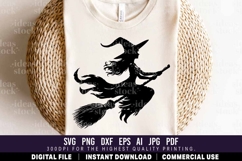Flying Witch Silhouette SVG. Halloween Witch SVG. Product Image 2