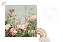 Pink Roses Pillow Template, Butterfly Pillow Case Design Product Image 2