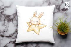 Cute Bunny on Star Clipart Sublimation PNG Product Image 2