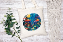 Neon Mushrooms Illustration PNG, Night Forest Illustration Product Image 2