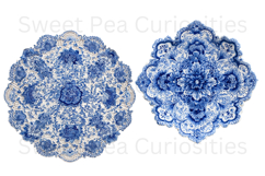 Blue Toile, Ephemera, PNG, Clipart, Junk Journal, flowers Product Image 2