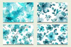 Watercolor Turquoise Flowers Cutting Boards sublimation Desi Product Image 2