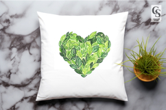 Botanical Leaf Heart Green Clipart Sublimation PNG Product Image 3