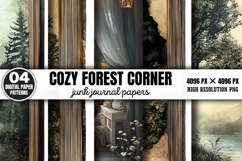 Cozy Forest Corner Junk Journal Paper Patterns Bundle PNG Product Image 3