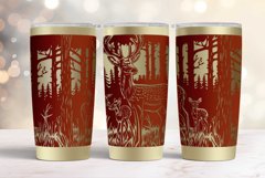 20oz Tumbler laser svg wrap| Family Deer in the wood pattern Product Image 3