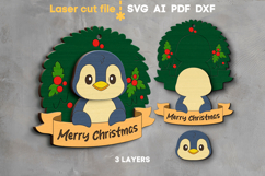 Penguin Christmas Ornament SVG laser cut file for Glowforge Product Image 2
