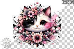 Cat With Flowers Sublimation - Clipart PNG Design Product Image 1