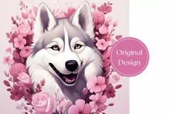 Floral Husky Dog Tumbler Sublimation, Husky Sublimation PNG Product Image 2