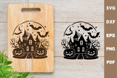 Halloween laser svg | Pumpkins, bats, castle cutting board Product Image 2