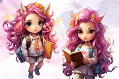 Back to School Unicorn Clipart Sublimation, Back to School Product Image 3